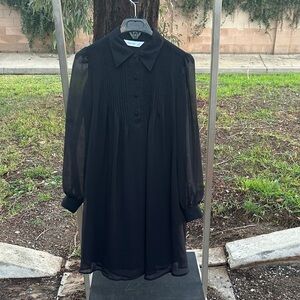 Nine West Black Button-Down Sheer Blouse